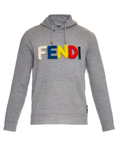 fendi men's gray pullover hoodie